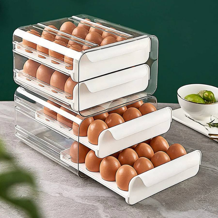 Refrigerator Egg storage drawer 32 Grid Double-Layer Fridge organizer box