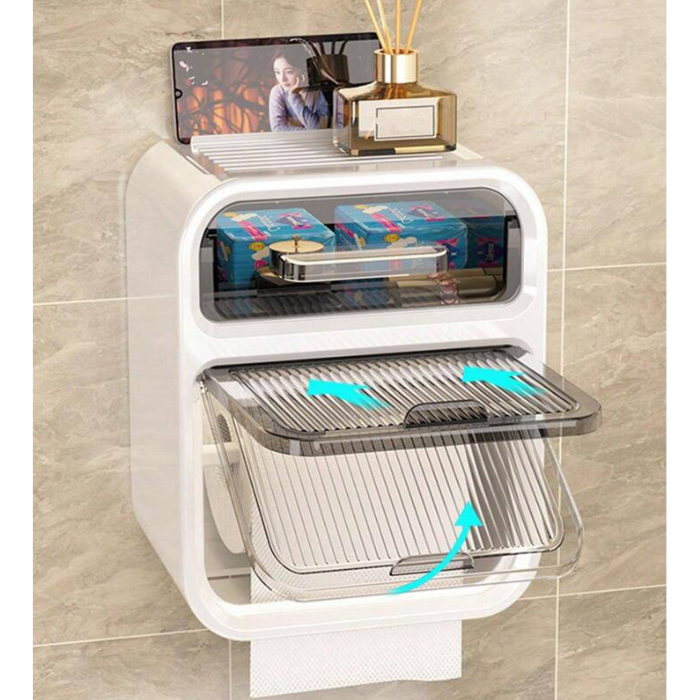 Toilet Paper Holder with Storage Drawer for Bathroom wall-mount