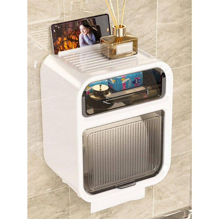 Toilet Paper Holder with Storage Drawer for Bathroom wall-mount