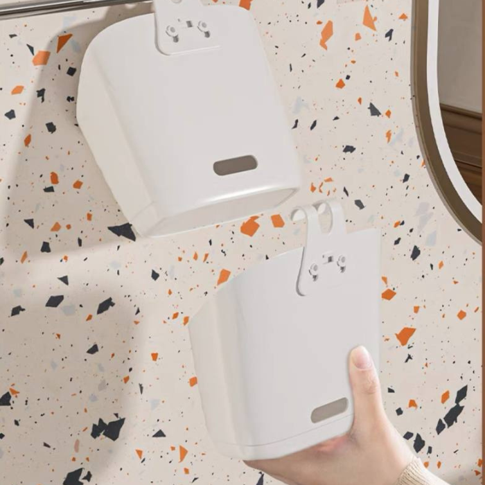 Set of 3 White Portable Hanging Containers / Multi-functional Back-Hung Storage Basket Container with Hook