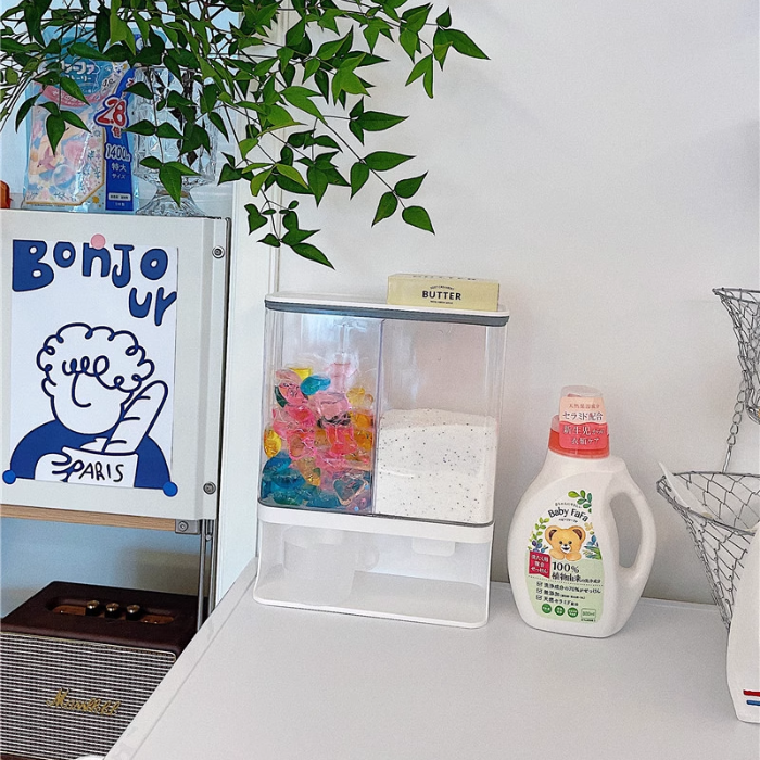 Aesthetic Laundry Room Organizer | Scent Booster Beads Dispenser, Laundry Detergent Powder Storage Box | Laundry pods Container