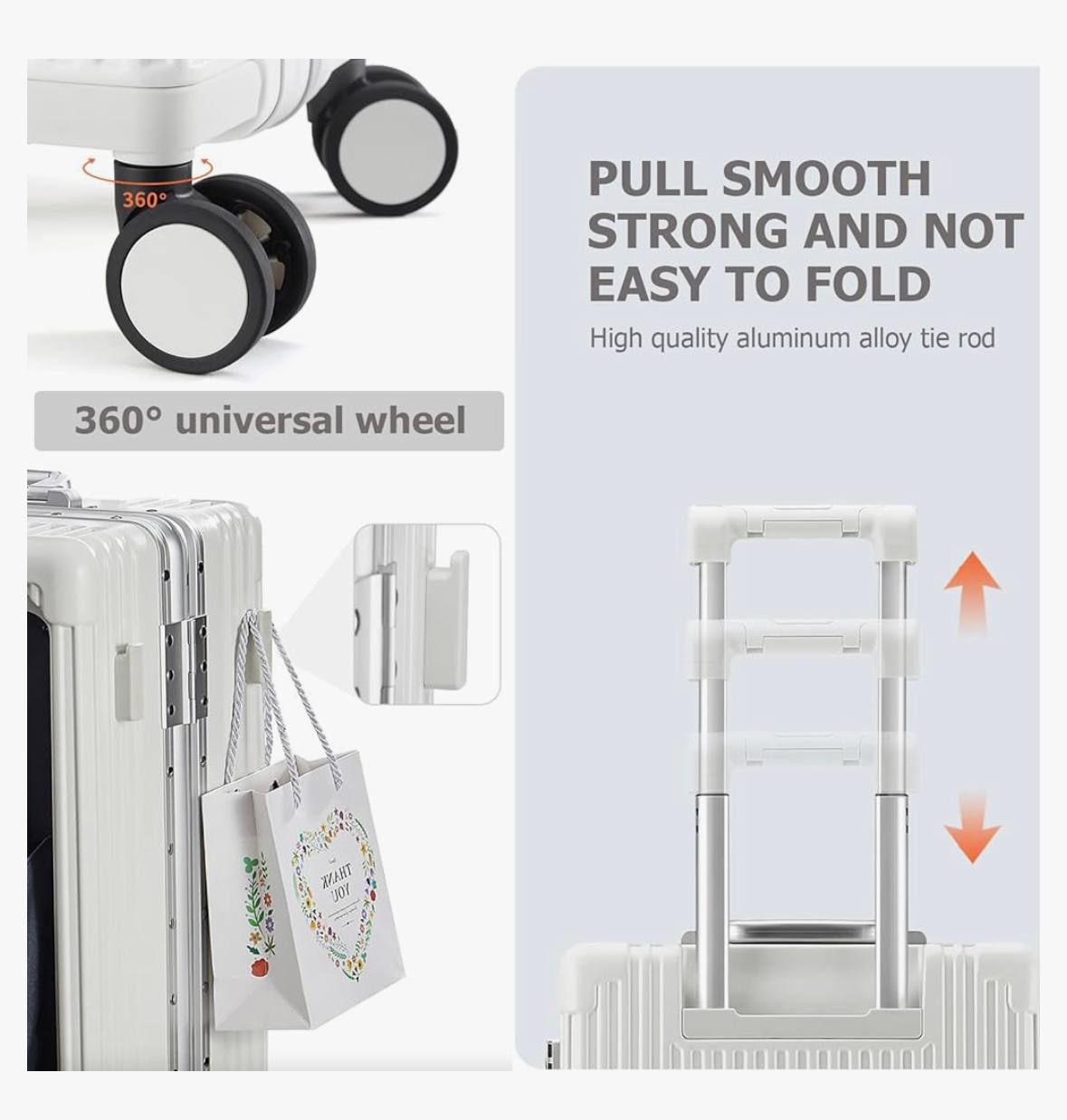 Versatile Aluminum Frame Luggage with USB Charging Port, Front Compartment, Cup holder, TSA Lock, Airline Approved Carry On Hardside Suitcase