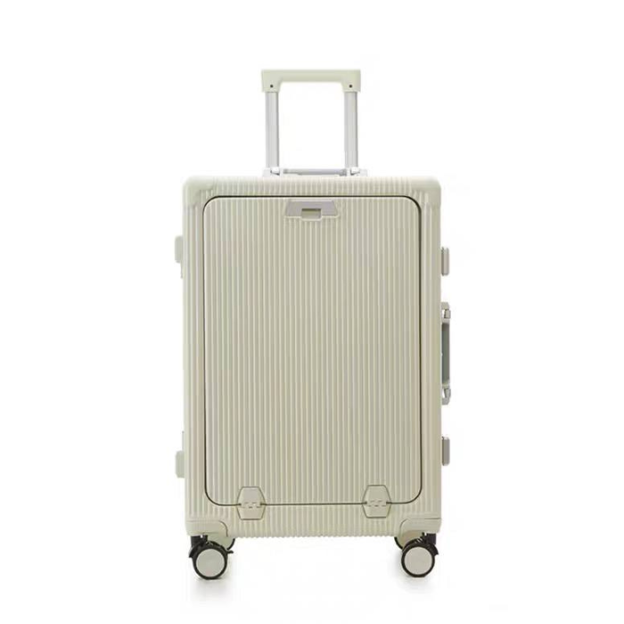 Versatile Aluminum Frame Luggage with USB Charging Port, Front Compartment, Cup holder, TSA Lock, Airline Approved Carry On Hardside Suitcase