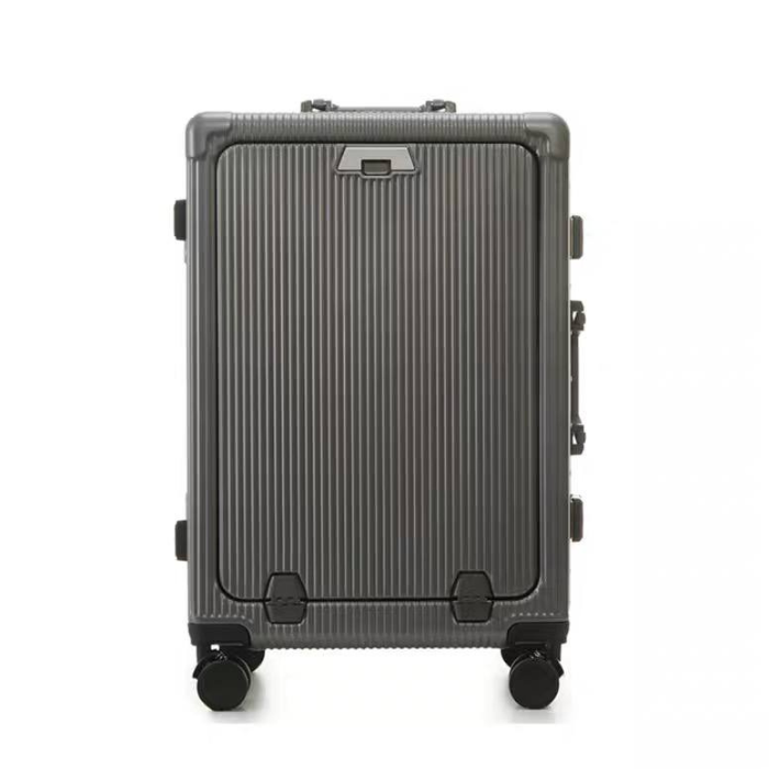 Versatile Aluminum Frame Luggage with USB Charging Port, Front Compartment, Cup holder, TSA Lock, Airline Approved Carry On Hardside Suitcase