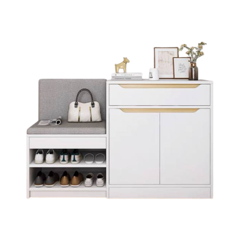 RACLYN Shoe cabinet with stool • Wooden Shoe rack bench • corridor doorway cabinet