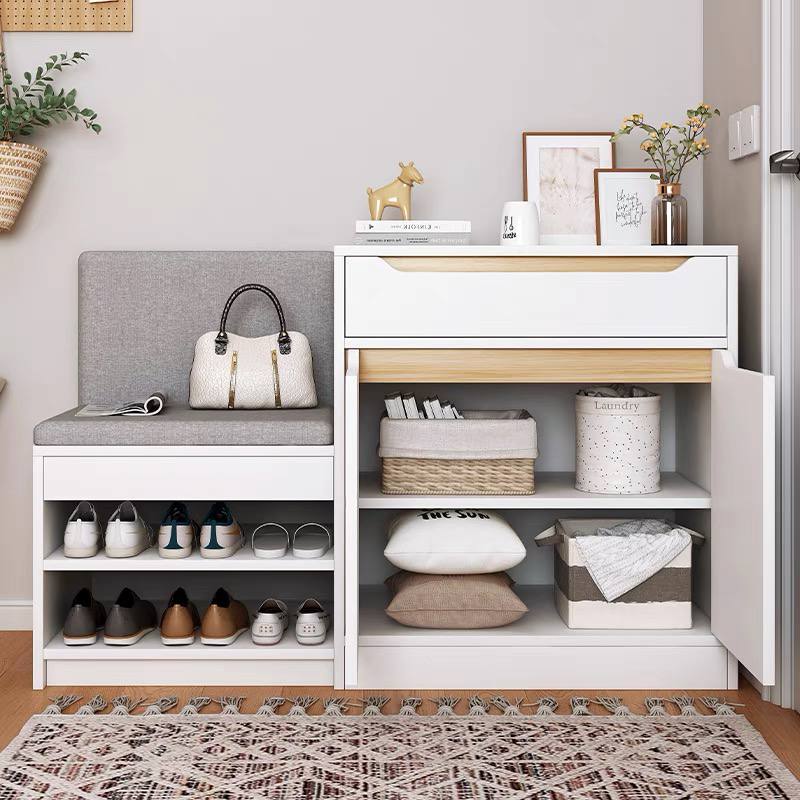 RACLYN Shoe cabinet with stool • Wooden Shoe rack bench • corridor doorway cabinet