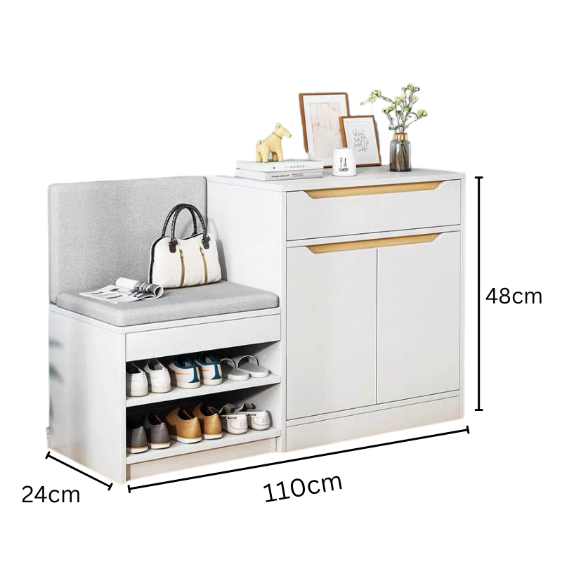 RACLYN Shoe cabinet with stool • Wooden Shoe rack bench • corridor doorway cabinet