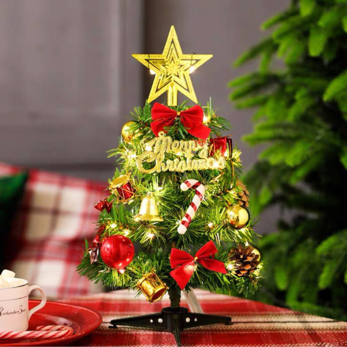 The holiday Mini Christmas Tree decoration with ornaments XMAS tree décor