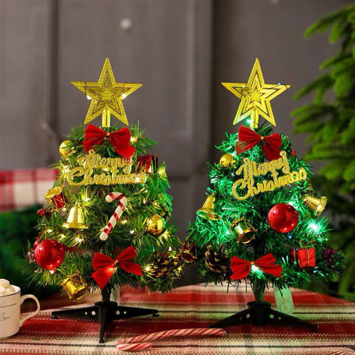 The holiday Mini Christmas Tree decoration with ornaments XMAS tree décor