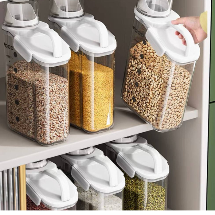 Clear Plastic Cereal Containers with Lids - Portable Rice Dispenser and Food Storage Box for Home Kitchen Supplies