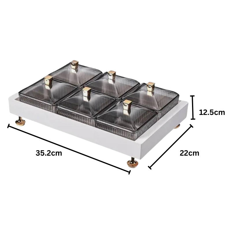 Minimalist snack tray with 6 fluted containers • Snack platters • serving trays • party accessories