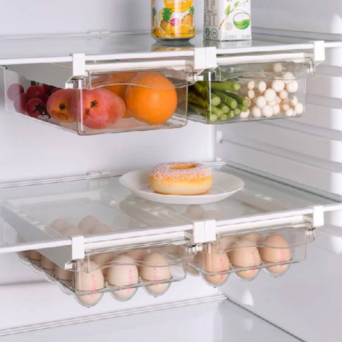 Hanging Fridge Drawer Organizer • Refrigerator storage box • Food containers • freezer racks