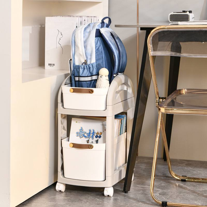 Minimalist curve trolley rack with container storages • portable space saving storage trolley