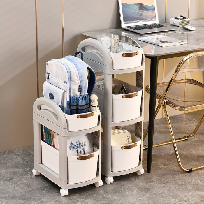 Minimalist curve trolley rack with container storages • portable space saving storage trolley