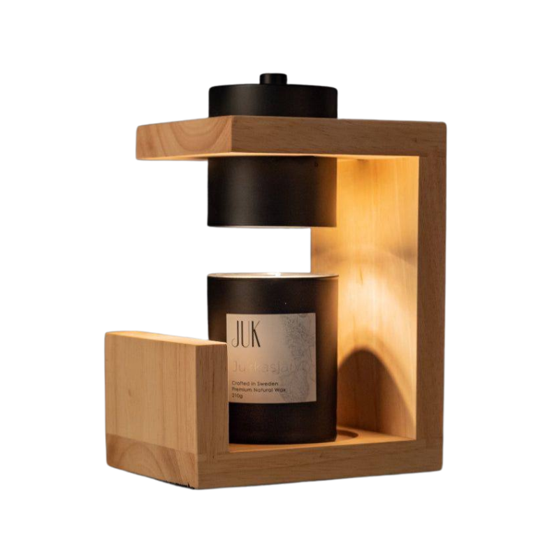 Aesthetic candle warmer lamp • wooden Scandinavian décor