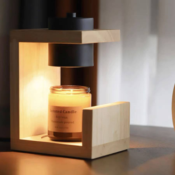 Aesthetic candle warmer lamp • wooden Scandinavian décor
