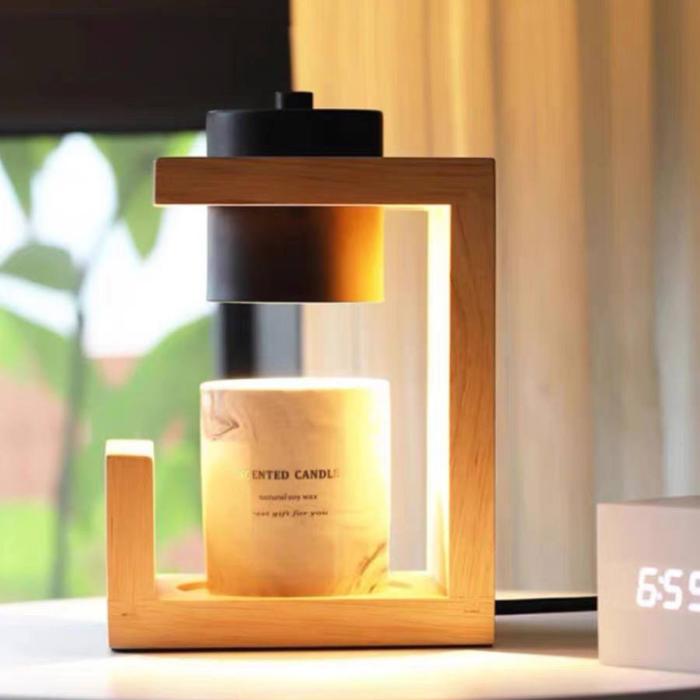 Aesthetic candle warmer lamp • wooden Scandinavian décor