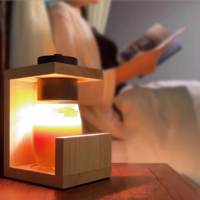 Aesthetic candle warmer lamp • wooden Scandinavian décor