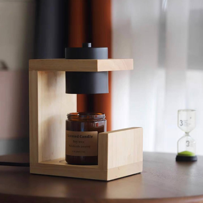 Aesthetic candle warmer lamp • wooden Scandinavian décor
