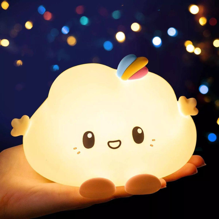 Kawaii QUBY • Cloud • Star Night lamp / soft silicone / rechargeable warm light / desk lamp / bed lamp