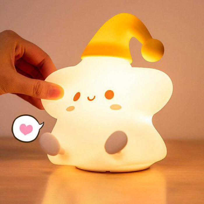 Kawaii QUBY • Cloud • Star Night lamp / soft silicone / rechargeable warm light / desk lamp / bed lamp