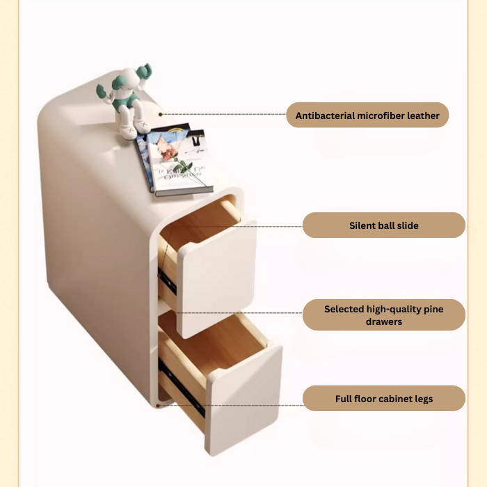 Ultra-Narrow Bedside Table 20cm Modern Minimalist bedside Drawer Storage Cabinet