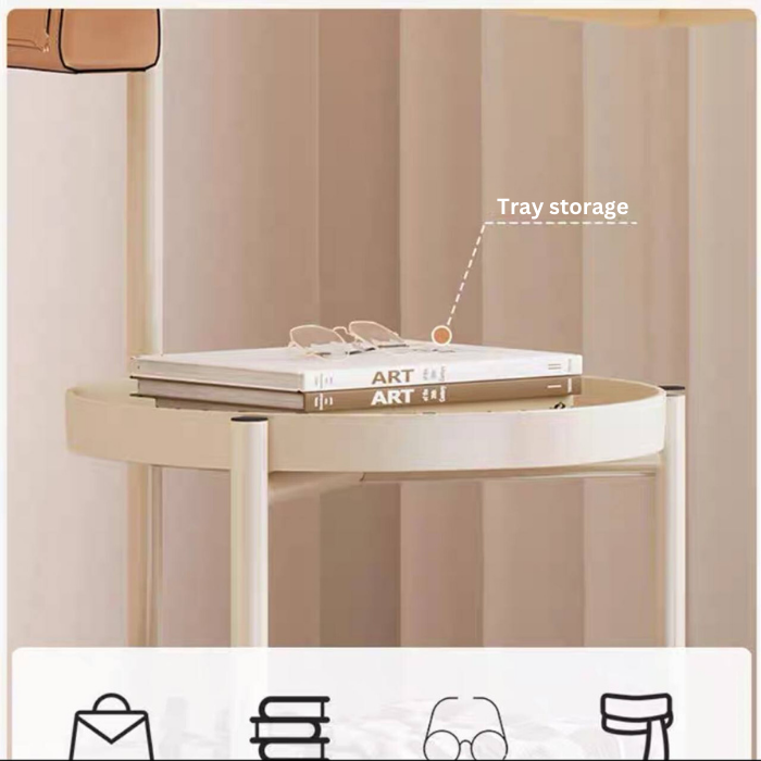 Alenier Multifunctional Standing Clothes rack with bedside table and storage basket