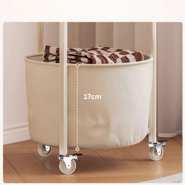 Alenier Multifunctional Standing Clothes rack with bedside table and storage basket