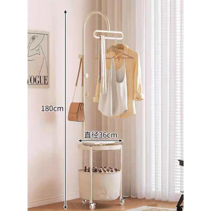 Alenier Multifunctional Standing Clothes rack with bedside table and storage basket