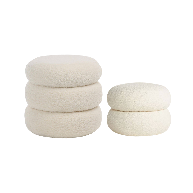 Soft Boucle Round stool / Ottoman / Footrest / Multifunctional Vanity Chairs