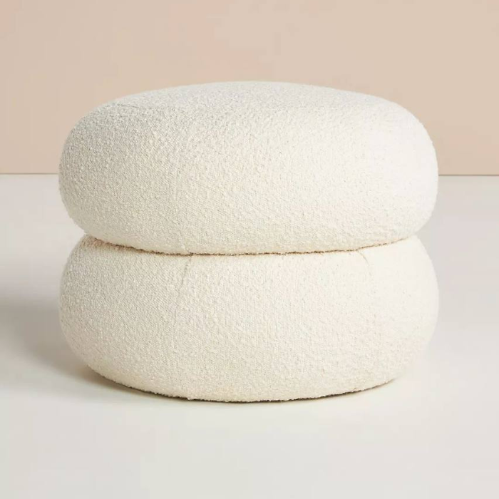 Soft Boucle Round stool / Ottoman / Footrest / Multifunctional Vanity Chairs