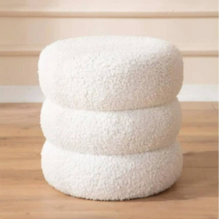 Soft Boucle Round stool / Ottoman / Footrest / Multifunctional Vanity Chairs
