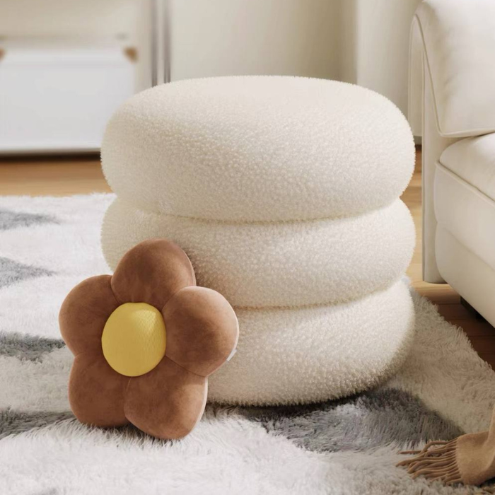 Soft Boucle Round stool / Ottoman / Footrest / Multifunctional Vanity Chairs
