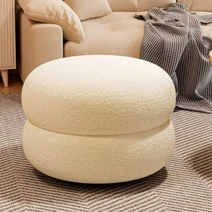 Soft Boucle Round stool / Ottoman / Footrest / Multifunctional Vanity Chairs