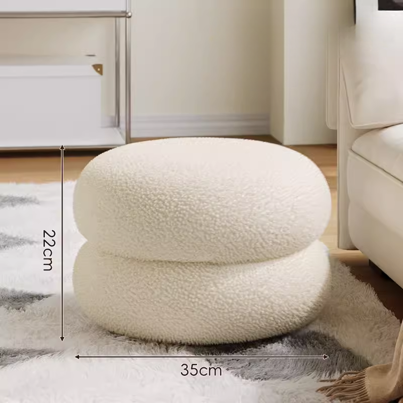 Soft Boucle Round stool / Ottoman / Footrest / Multifunctional Vanity Chairs