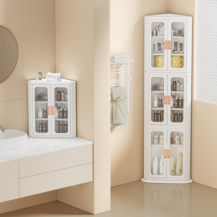 Minimalist space-saving Corner storage cabinet / kitchen bathroom organiser rack