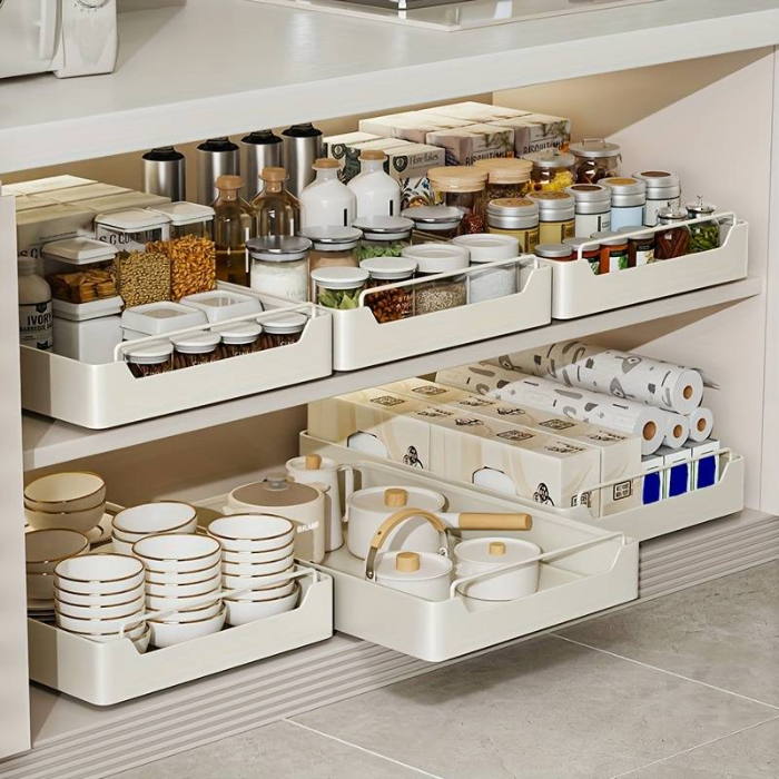Accessible Drawer Pull-Out Cabinet Organizer / Under Sink Storage / Slide Out Pantry Shelves Rack