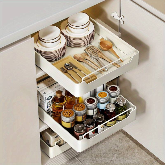 Accessible Drawer Pull-Out Cabinet Organizer / Under Sink Storage / Slide Out Pantry Shelves Rack