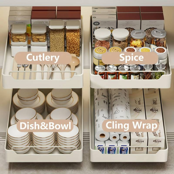 Accessible Drawer Pull-Out Cabinet Organizer / Under Sink Storage / Slide Out Pantry Shelves Rack
