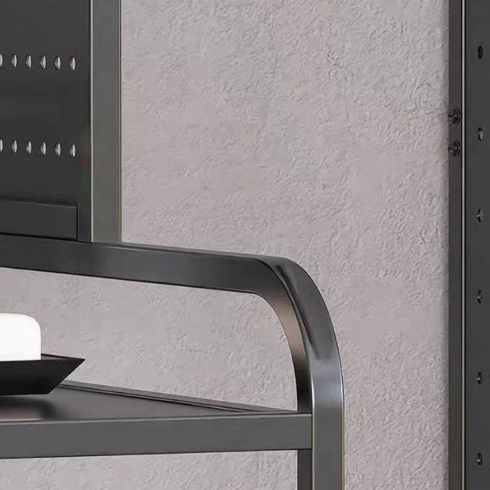 Washing machine rack with pegboard side storage / service yard shelf