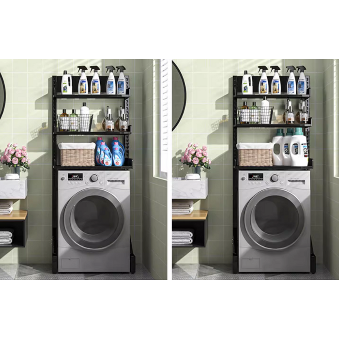 3-Tier Height Adjustable shelf rack for washing machine and dryer / bathroom service yard storage organiser rack