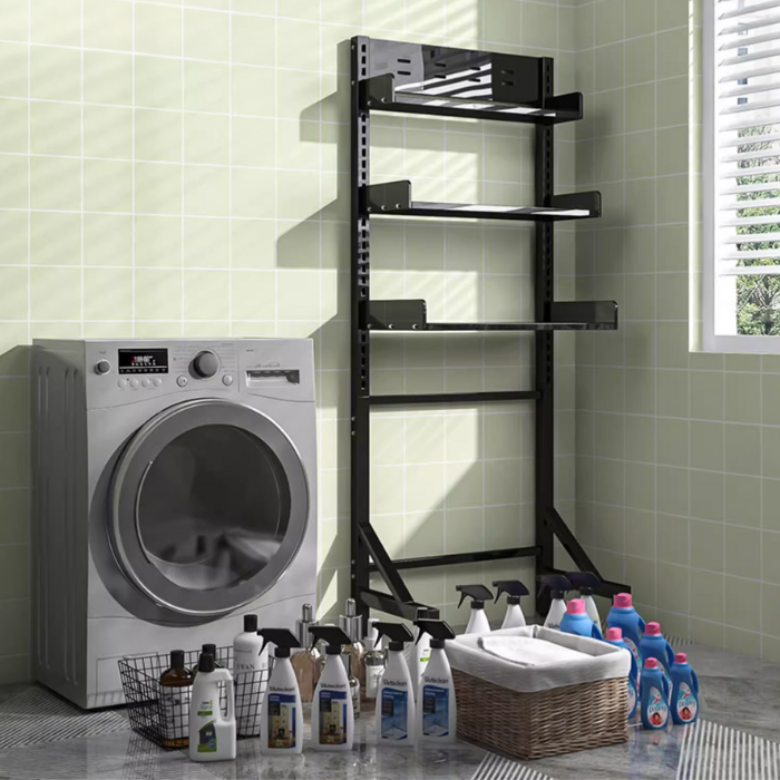 3-Tier Height Adjustable shelf rack for washing machine and dryer / bathroom service yard storage organiser rack