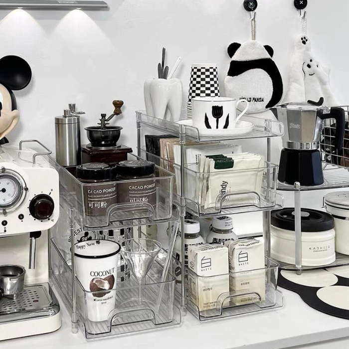 Acrylic sliding rack pull out drawer storage organizer / home organiser