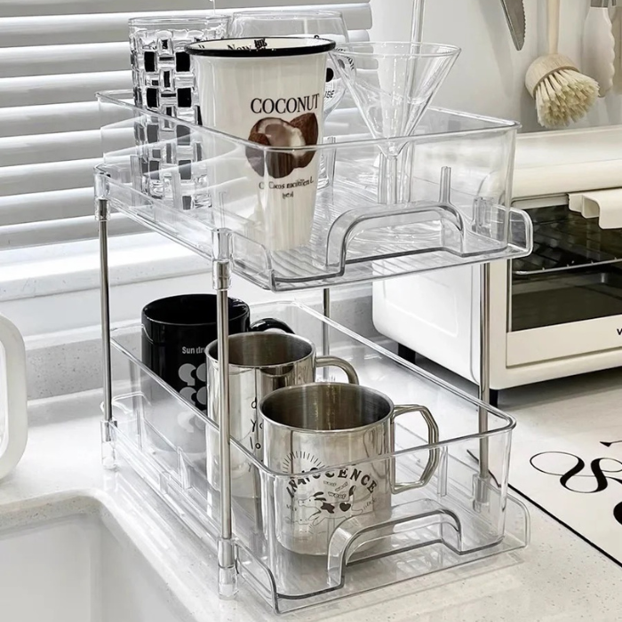 Acrylic sliding rack pull out drawer storage organizer / home organiser