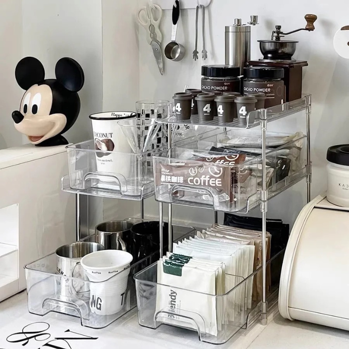 Acrylic sliding rack pull out drawer storage organizer / home organiser