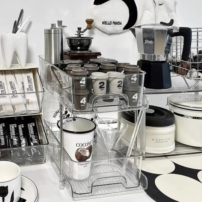 Acrylic sliding rack pull out drawer storage organizer / home organiser