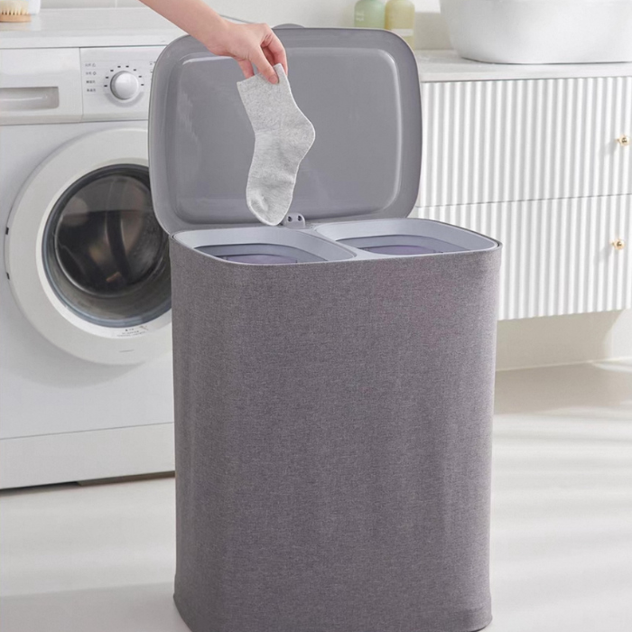 ELLA Minimalist grey Laundry Basket with detachable bags, home clothes organiser