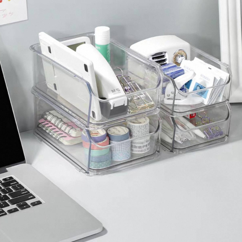 Acrylic Stackable Drawer Organizer – Clear Sliding Storage Holder for Desk, Vanity, or Bathroom – Space-Saving Tabletop Organizer with Pull-Out Drawers – Durable & Transparent Design