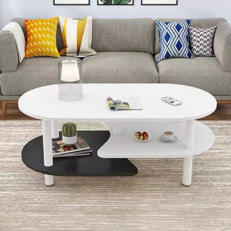 Modern Coffee Table 120x60cm – Curved Center Table for Living Room