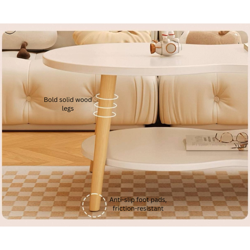 Cloud-Shaped Coffee Table – White Modern Center Table, Unique Curved Design, Minimalist Style for Living Room or Lounge